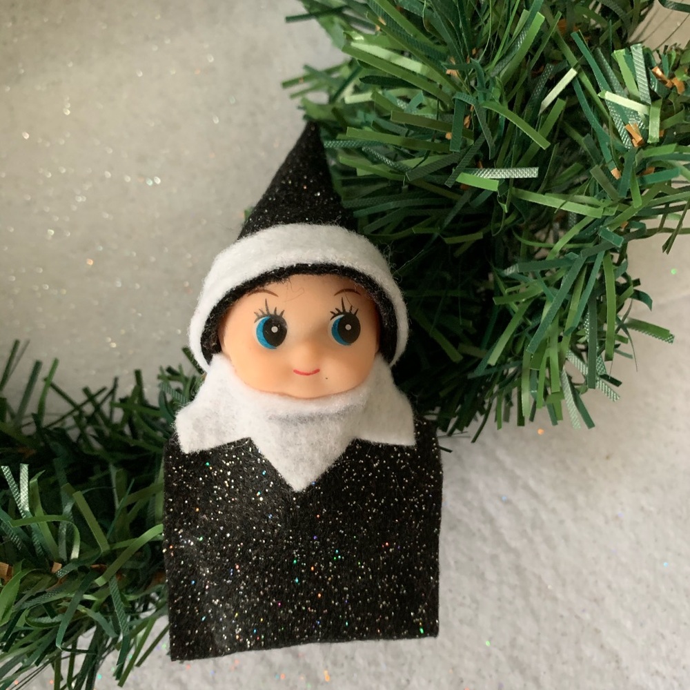 Black Glitter Baby Elf Doll Christmas Elf Toddler